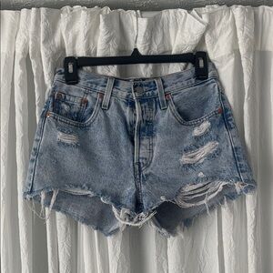 Levi's Blue Distressed Jean Shorts